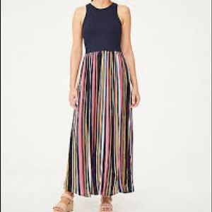 LOFT Colorblock Striped Navy Maxi Dress NWT